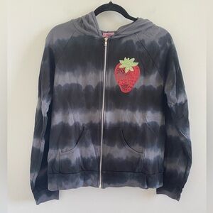 Yvette Mandell Y2K Tie-Dye Hoodie W/ Rhinestone Strawberry NEW W/ Tag Size Large